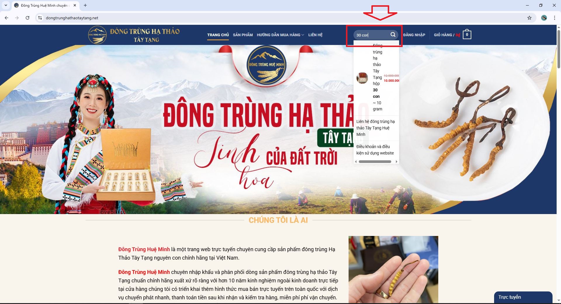 Tìm sản phẩm trên trang web để đặt mua Tìm sản phẩm trên trang web để đặt mua